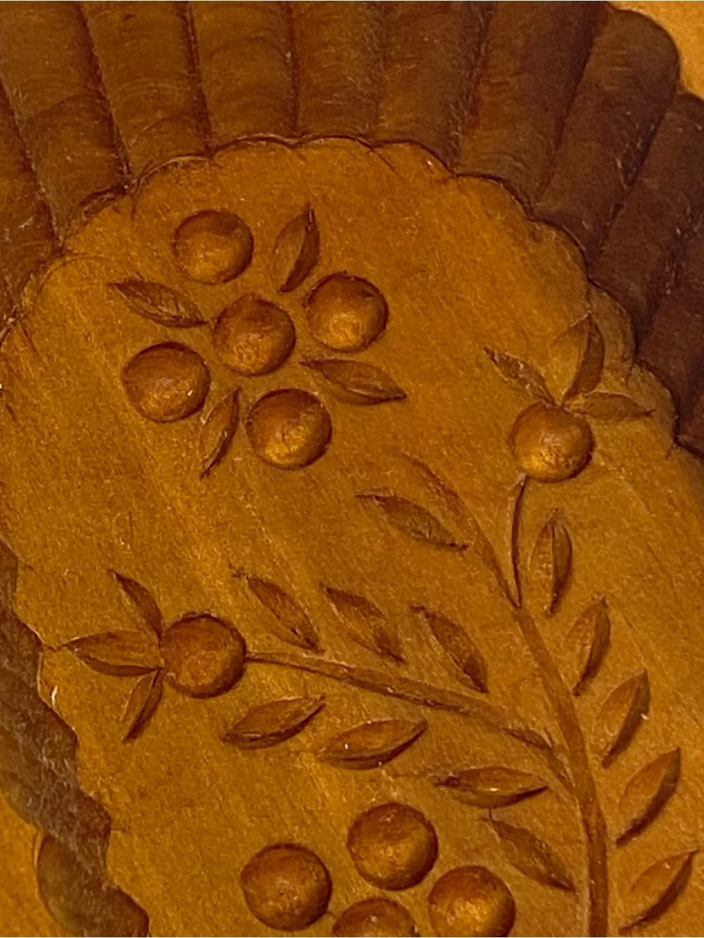 Vintage Hand Carved Wooden Butter Mold Floral Butter Press Farmhouse Primitive